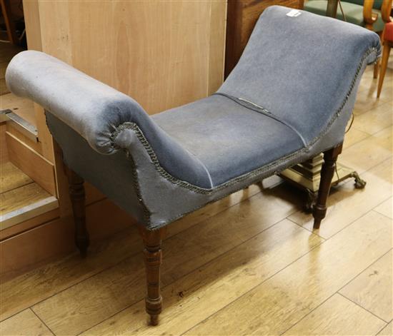 An Edwardian walnut window seat, W.110cm